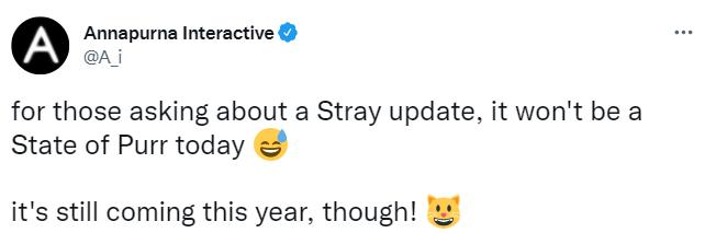 发行商确认猫咪冒险游戏《Stray》仍会在2022年发售